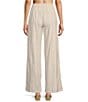 ELAN Coordinating Metallic Arrow Print Elastic Waistband Pull-On Side Slit Wide Leg Pants, Color:Natural on Natural - Image 2