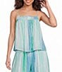 Elan Coordinating Woven Flowy Stripe Square Neck Spaghetti Strap Top - Image 1