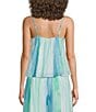 Elan Coordinating Woven Flowy Stripe Square Neck Spaghetti Strap Top - Image 2