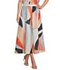 ELAN Coordinating Woven Prism Pull-On Midi Skirt - Image 1