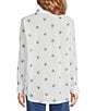 ELAN Cotton Evil Eye Print Point Collar Long Sleeve Button Front Shirt, Color:White Evil Eye - Image 4