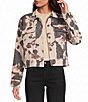 Elan Cow Print Collared Long Sleeve Jacket - Image 1