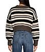 Color:Black Stripe - Image 2 - Elan Crew Neck Long Sleeve Striped Sweater