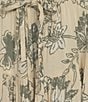 Color:Cream Leaf Print - Image 3 - Elan Floral Print Tie Neck Scoop Neck Short Puff Sleeve Ruffle Hem Babydoll Mini Dress