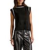 Elan Knit Crew Neck Cap Sleeve Sweater Top - Image 1