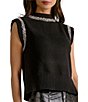 Elan Knit Crew Neck Cap Sleeve Sweater Top - Image 4
