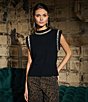 Elan Knit Crew Neck Cap Sleeve Sweater Top - Image 5