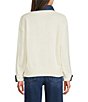 Elan Knit Long Sleeve Denim Collared Top - Image 2