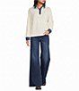 Elan Knit Long Sleeve Denim Collared Top - Image 3