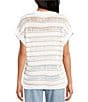 ELAN Knit Stripe Crew Neck Short Sleeve Top - Image 2