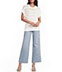 ELAN Knit Stripe Crew Neck Short Sleeve Top - Image 3