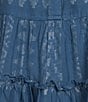 Color:Blue/Silver - Image 3 - Lurex Metallic Printed Split V-Neck 3/4 Bell Sleeve Babydoll Dress