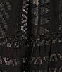 Color:Black/Silver - Image 3 - Lurex Metallic Printed Split V-Neck 3/4 Bell Sleeve Babydoll Dress