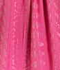 Color:Pink/Silver - Image 3 - Lurex Metallic Printed Split V-Neck 3/4 Bell Sleeve Babydoll Dress