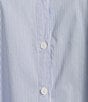 ELAN Point Collar 3/4 Balloon Sleeve Button Front A-Line Dress, Color:Blue Stripe - Image 3