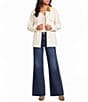 Elan Point Collar Long Sleeve Contrasting Button Front Self-Tie Jacket - Image 3