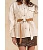 Elan Point Collar Long Sleeve Contrasting Button Front Self-Tie Jacket - Image 5