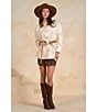 Elan Point Collar Long Sleeve Contrasting Button Front Self-Tie Jacket - Image 6