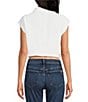 Color:White - Image 2 - Point Collar Short Sleeve Button Down Cropped Top