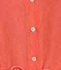 Color:Coral - Image 4 - Point Collar Short Sleeve Button Front Romper
