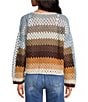 ELAN Stripe Open Knit Crochet Cardigan, Color:Neutral Multi - Image 2