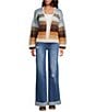 ELAN Stripe Open Knit Crochet Cardigan, Color:Neutral Multi - Image 3