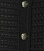 ELAN Sweater Knit Cap Sleeve Button Front Cardigan, Color:Black - Image 5