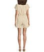 ELAN V-Neck Short Sleeves Woven Romper, Color:Off White - Image 2