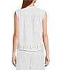 Elan Woven Crew Neck Sleeveless Button Front Coordinating Top - Image 2