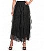 ELAN Woven Knit Tulle Midi Length Layered Pull-On Skirt - Image 1