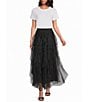 ELAN Woven Knit Tulle Midi Length Layered Pull-On Skirt - Image 3