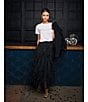 ELAN Woven Knit Tulle Midi Length Layered Pull-On Skirt - Image 5