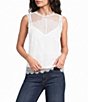 Elan Woven Lace Crew Neck Sleeveless Pullover Top - Image 1