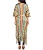 ELAN Zig Zag Knit Drop Sleeve Tie Waist Duster, Color:Multi - Image 2