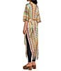 ELAN Zig Zag Knit Drop Sleeve Tie Waist Duster, Color:Multi - Image 4