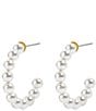 Electric Picks Beachwood Pearl Beaded Hoop Earrings - Image 1