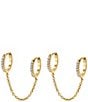 Electric Picks Double Down Hoop Earrings, Color:Gold - Image 1