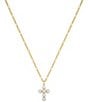 Electric Picks Pearl Cross Short Pendant Necklace - Image 1