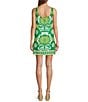 Antonio Melani Eliana Printed Linen Blend Square Neck Mini Dress, Color:Fern/Ivory - Image 2