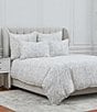 Color:Cool Grey - Image 1 - Carolina Damask Interwoven Linen Cotton Duvet Cover