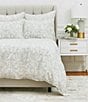 Color:Cool Grey - Image 3 - Carolina Damask Interwoven Linen Cotton Duvet Cover
