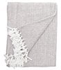 Color:Pearl Grey - Image 1 - Torin Herringbone & Fringed Cotton Throw Blanket