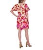 Eliza J 3D Embroidered Floral Mesh Boat Neck Short Sleeve Sheath Mini Dress, Color:Pink - Image 2