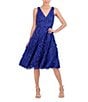 Color:Cobalt - Image 1 - 3D Floral Applique V-Neck Sleeveless A-Line Dress