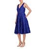 Color:Cobalt - Image 3 - 3D Floral Applique V-Neck Sleeveless A-Line Dress