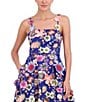 Color:Cobalt - Image 4 - 3D Floral Embroidered Square Neck Sleeveless Midi Dress