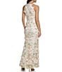 Color:Pink Champagne - Image 2 - 3D Floral Embroidery Halter Neck Sleeveless Sheath Gown