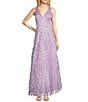 Color:Lavender - Image 1 - 3D Flowers V-Neck Sleeveless Gown