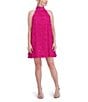 Color:Hot Pink - Image 1 - 3D Novelty Chiffon Halter Neck Sleeveless Mini Dress