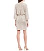 Color:Silver - Image 2 - Allover Sequin Faux Wrap Blouson Dress